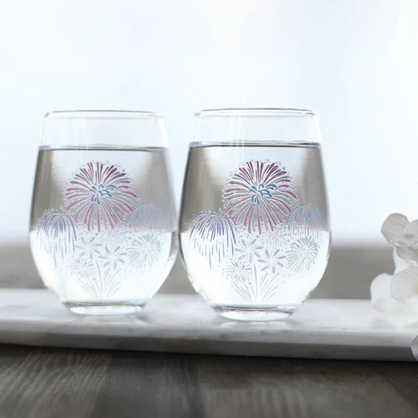 Glass Tumbler Change Colour with Temperature - Fireworks (Gift Set of 2)