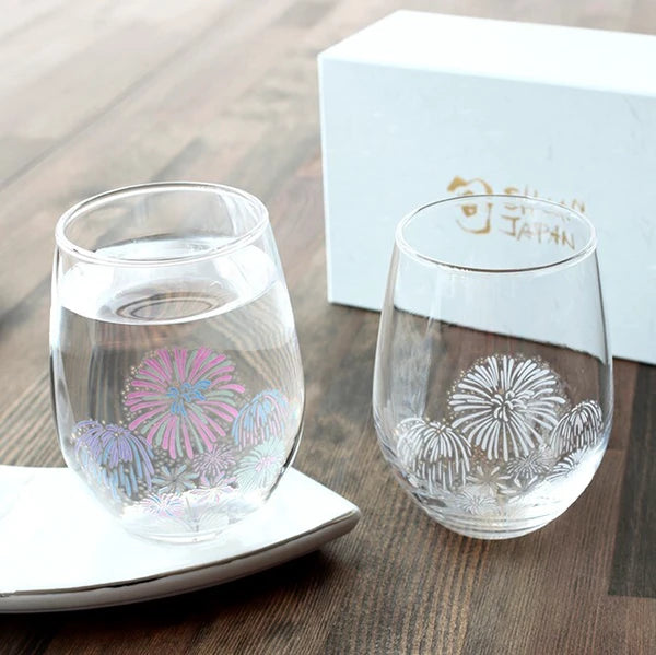 Glass Tumbler Change Colour with Temperature - Fireworks (Gift Set of 2)