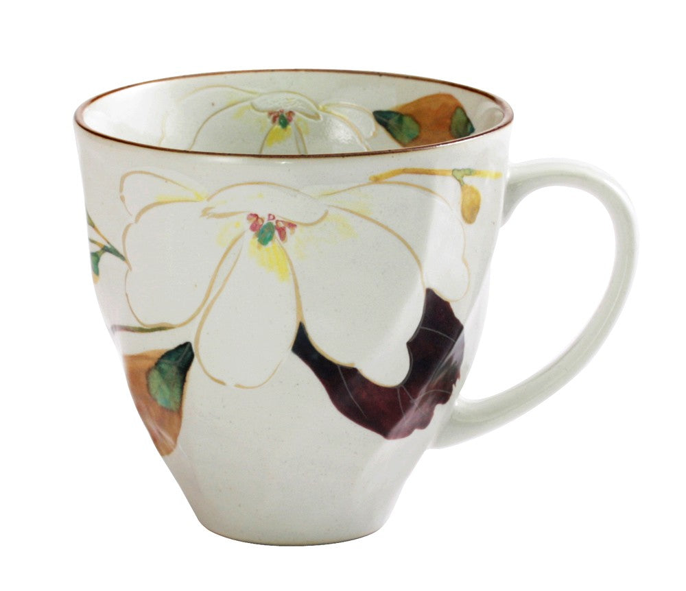 Hana Kairo Ceramic Mugs - Hand Painted Flowers (Gift Set of 2)