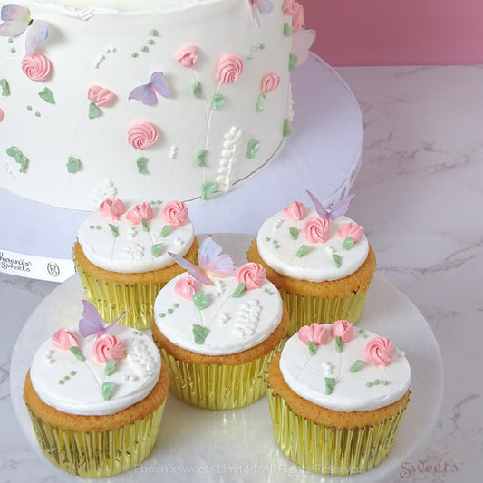 Themed Party Combo - Whimsical Garden Cake and Cupcake Tower (18pc)
