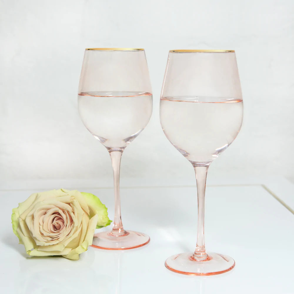 Cristina Re - Wine Glass Rose Crystal - Set of 2