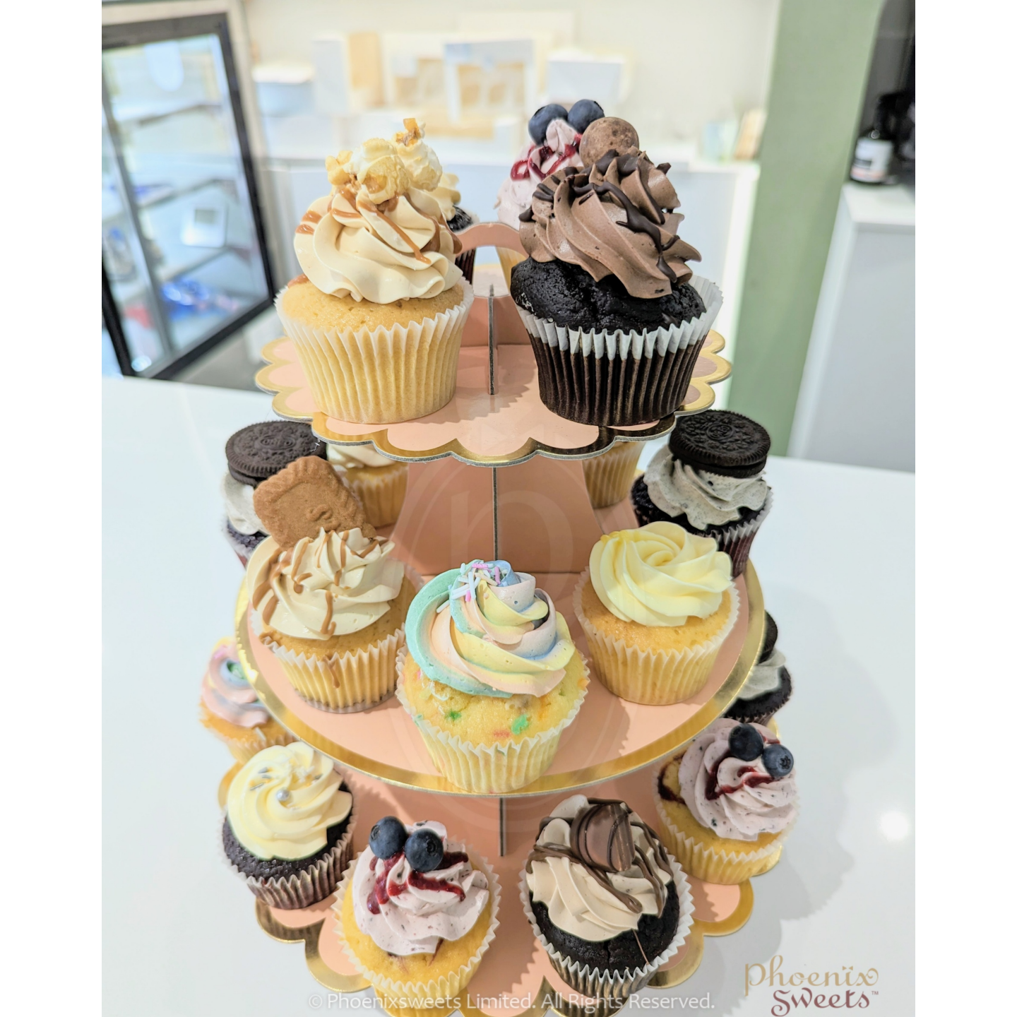 Gourmet Cupcake - Random Flavours (24pc Set) with Free Paper Cupcake Tower