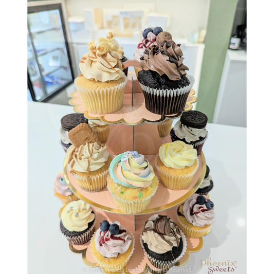 Gourmet Cupcake - Random Flavours (24pc Set) with Free Paper Cupcake Tower