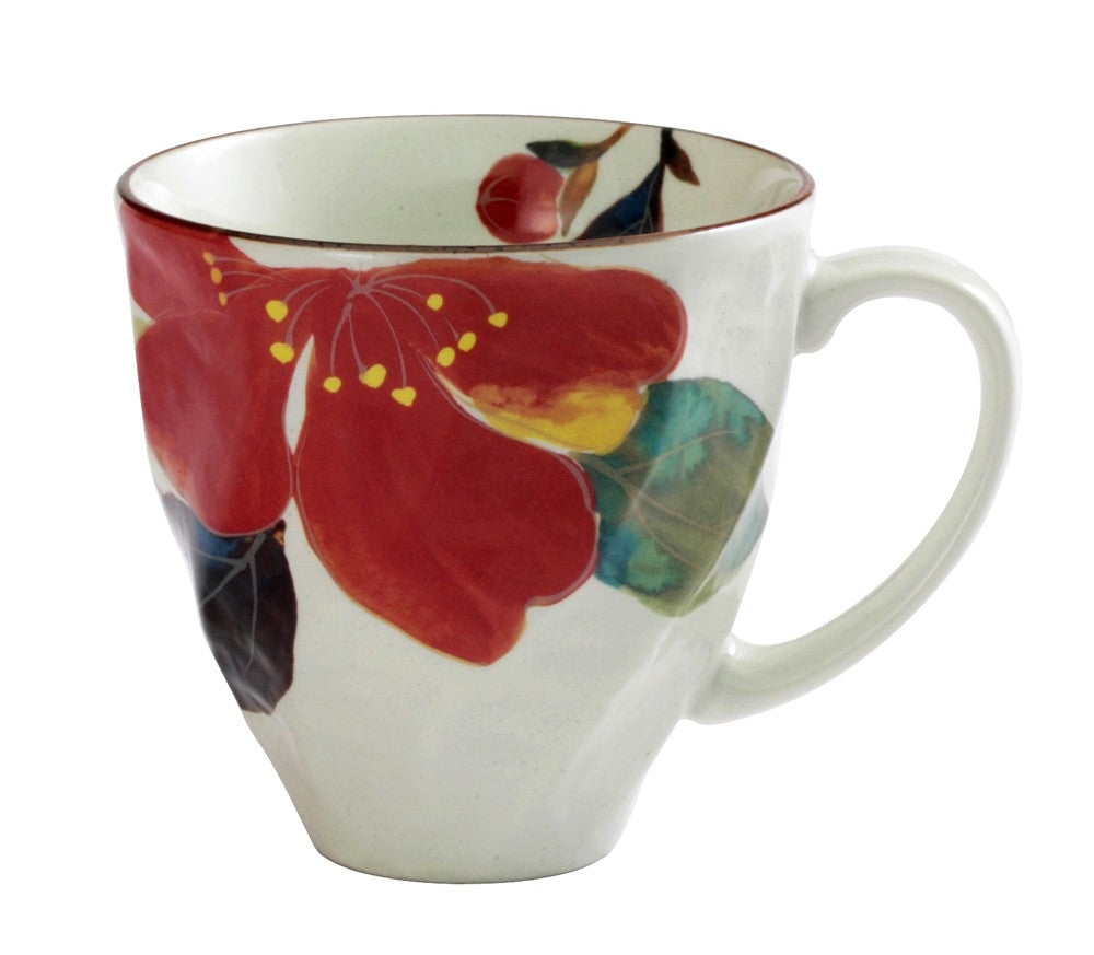 Hana Kairo Ceramic Mugs - Hand Painted Flowers (Gift Set of 2)