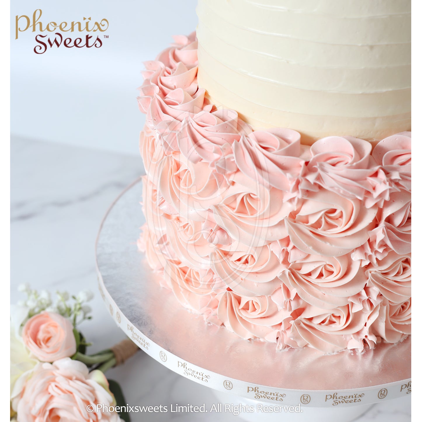 Butter Cream Cake - Rose Swirl Gown (2 tiers)