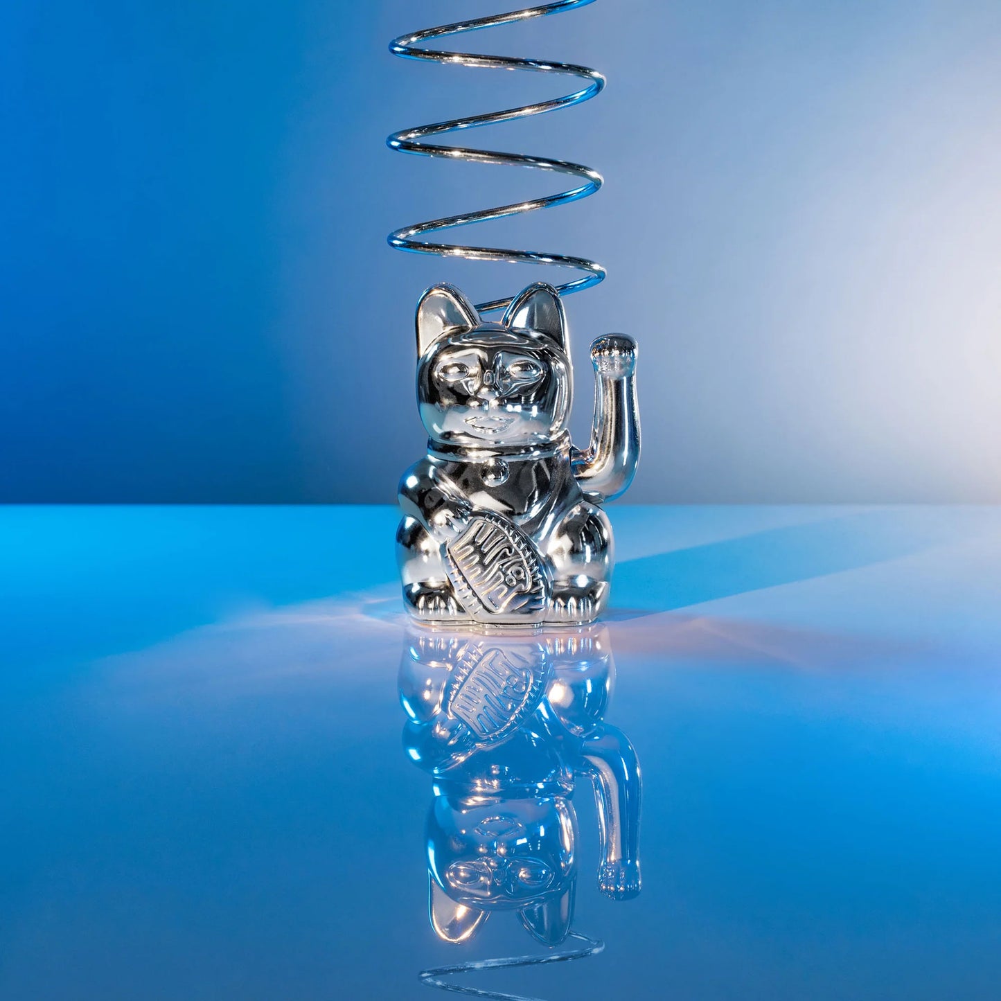 Maneki Neko (Lucky Cat) - Cosmic Edition Mercury Shiny Silver