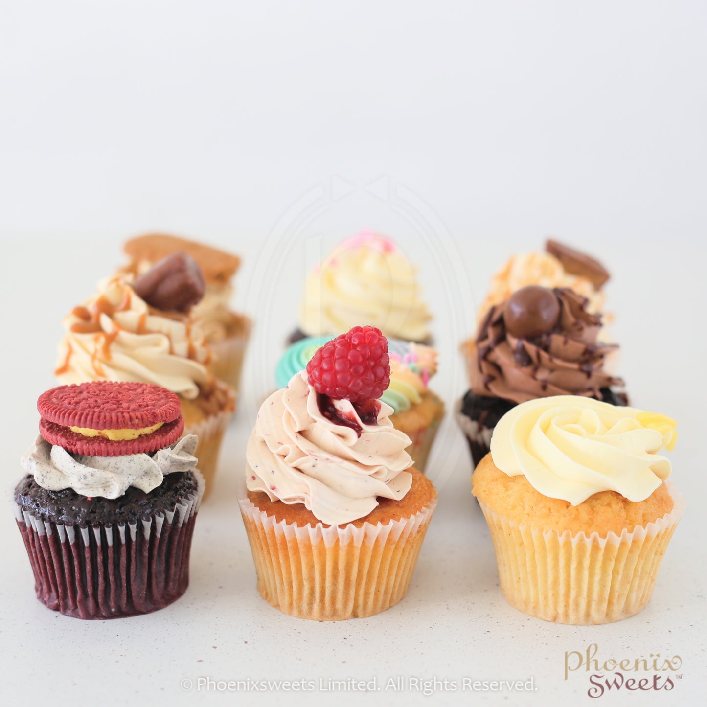 Gourmet Cupcake - Random Flavours (24pc Set) with Free Paper Cupcake Tower