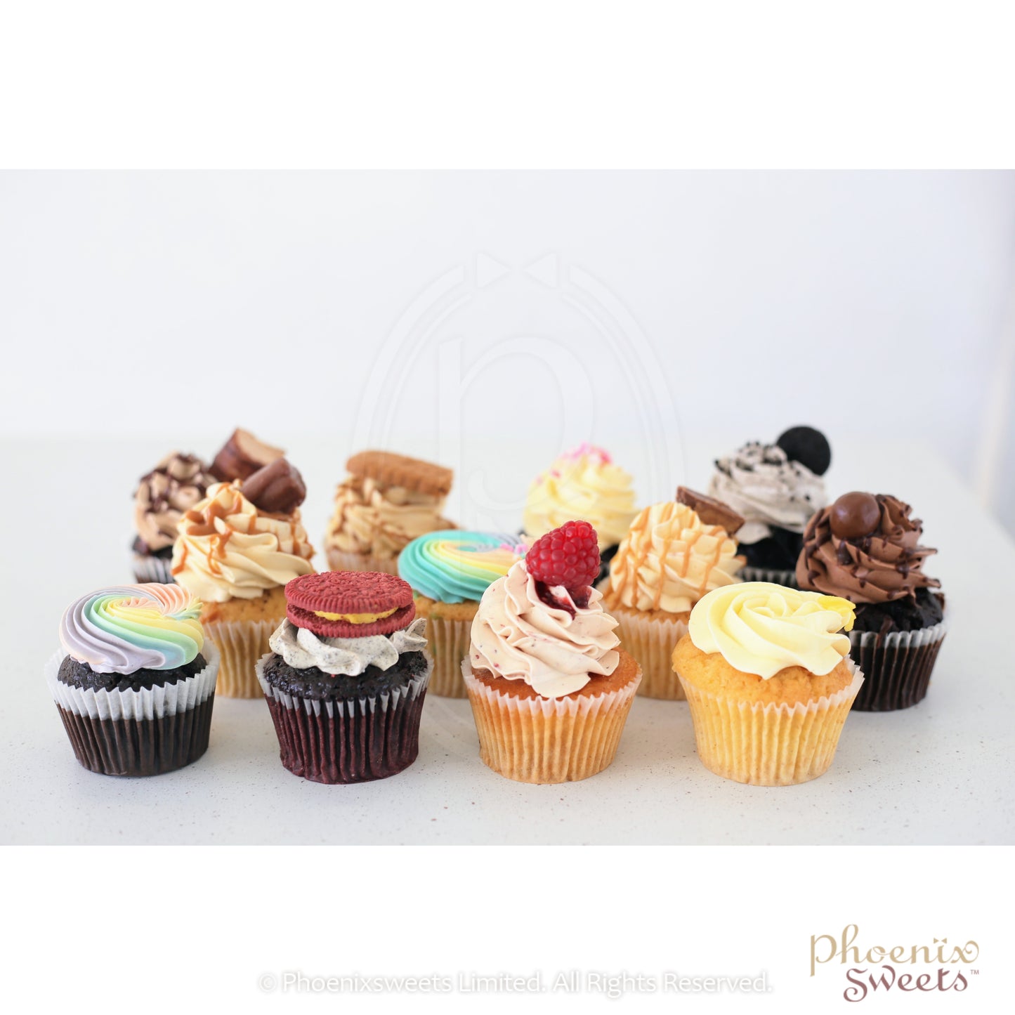 Gourmet Cupcake - Random Flavours (24pc Set) with Free Paper Cupcake Tower