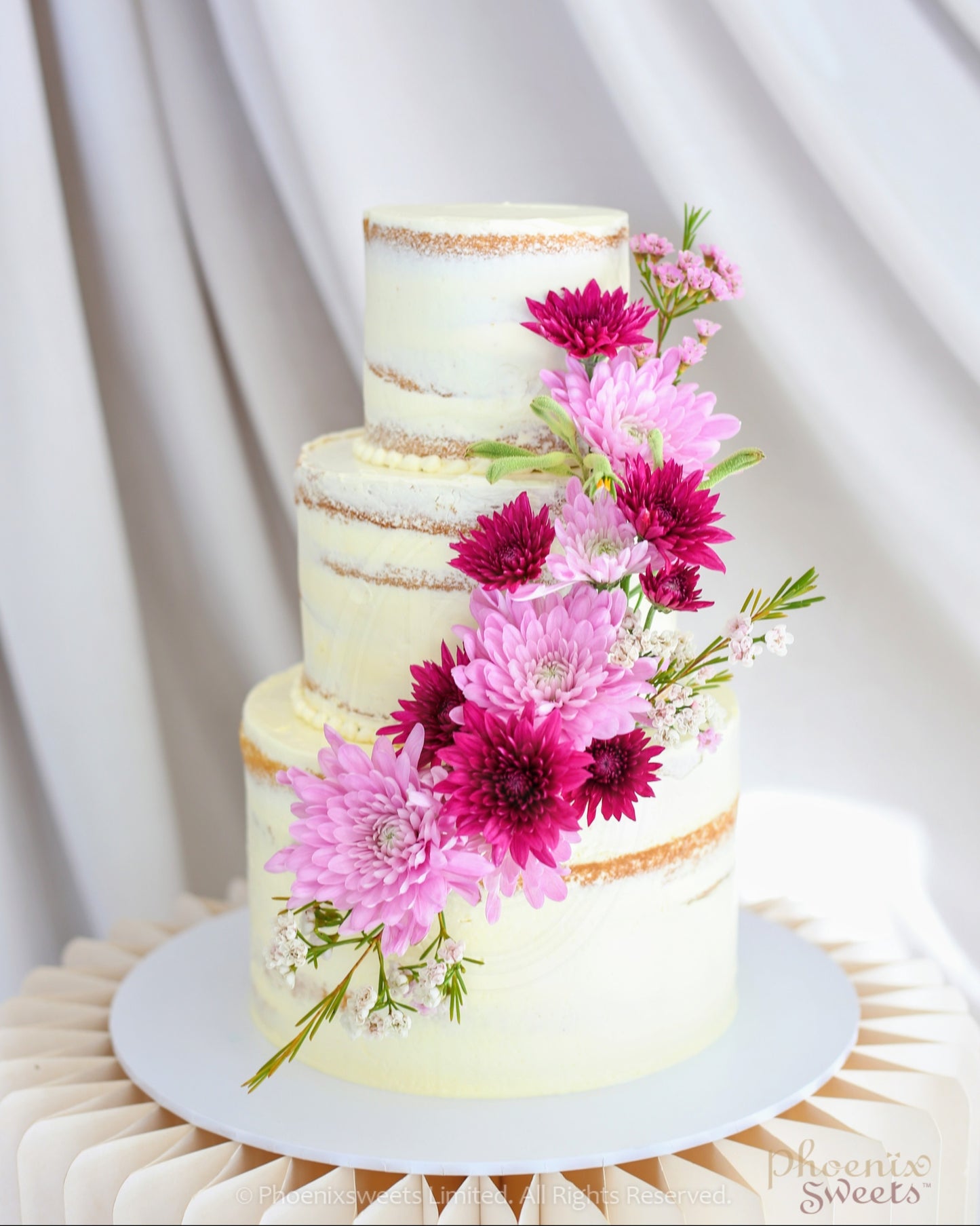 Butter Cream Cake - Fresh Flower Decorated Wedding Cake