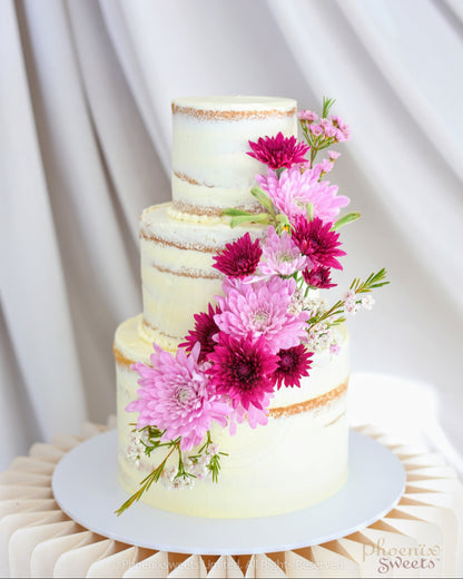 Butter Cream Cake - Fresh Flower Decorated Wedding Cake