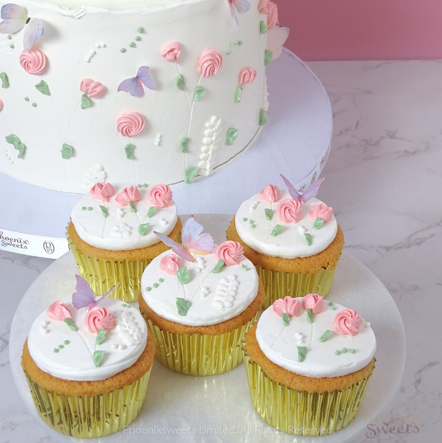 Themed Party Combo - Whimsical Garden Cake and Cupcake Tower (18pc)