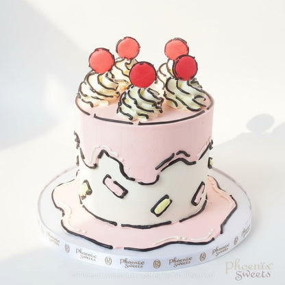 Butter Cream Cake - 2D Comic Cake
