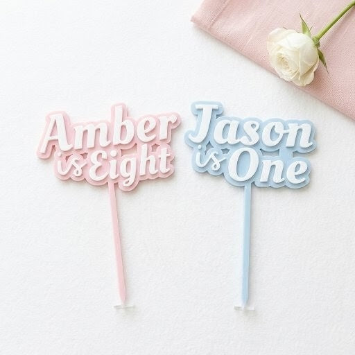 Customisable Cake topper - Plain Name and Age