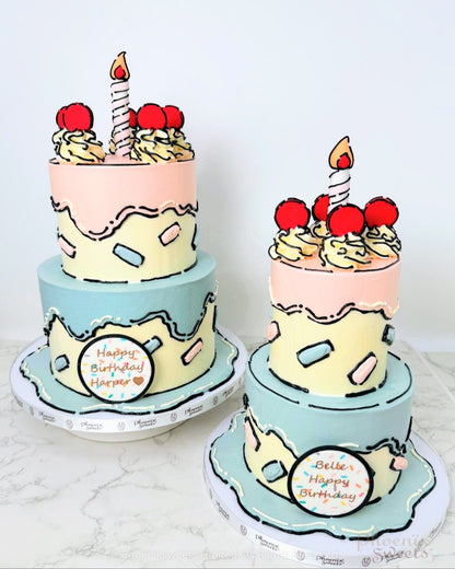Butter Cream Cake - 2D Comic Cake