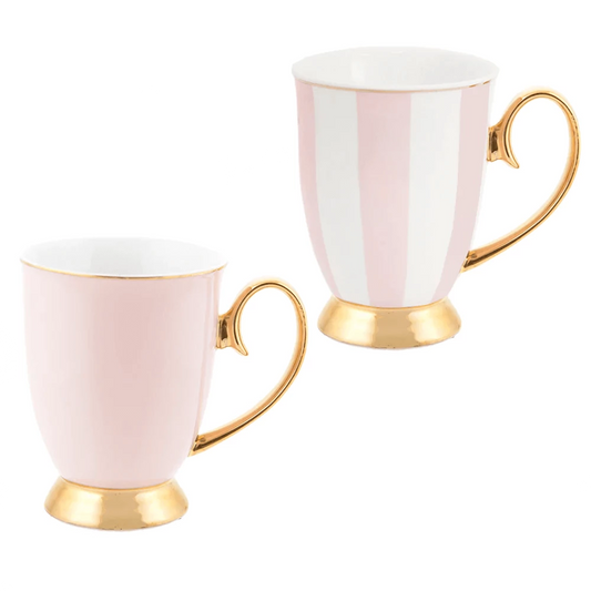 Phoenix Sweets Cakery - Cristina Re - Blush Stripe & Blush Mug Set - Set of 2. Celebrate Birthday, Wedding, Baby Shower and Anniversary in Adelaide, South Australia with Delicate Designs. Gift Items also available.