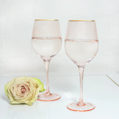 Cristina Re - Wine Glass Rose Crystal - Set of 2