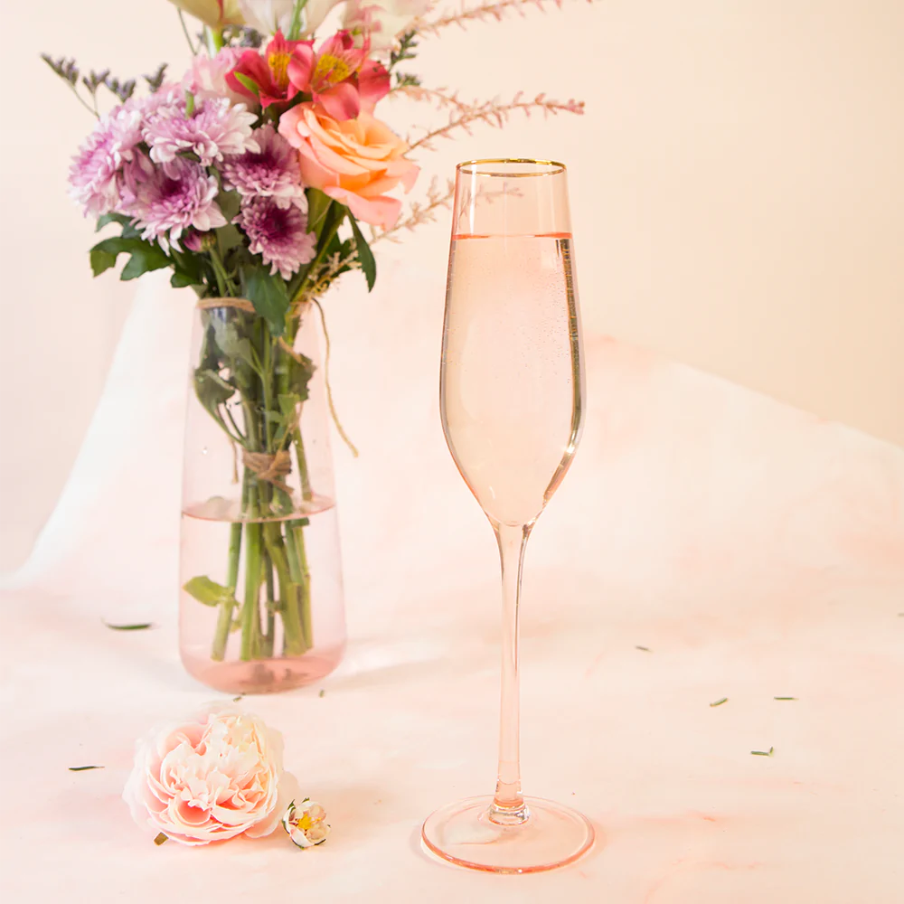 Cristina Re - Champagne Flute Rose Crystal Set of 2