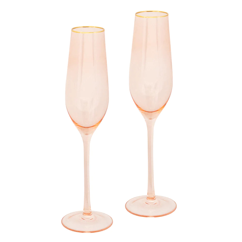 Cristina Re - Champagne Flute Rose Crystal Set of 2