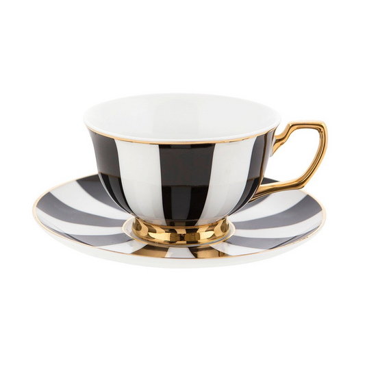 Cristina Re - Ebony Stripes Teacup & Saucer