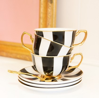 Cristina Re - Ebony Stripes Teacup & Saucer