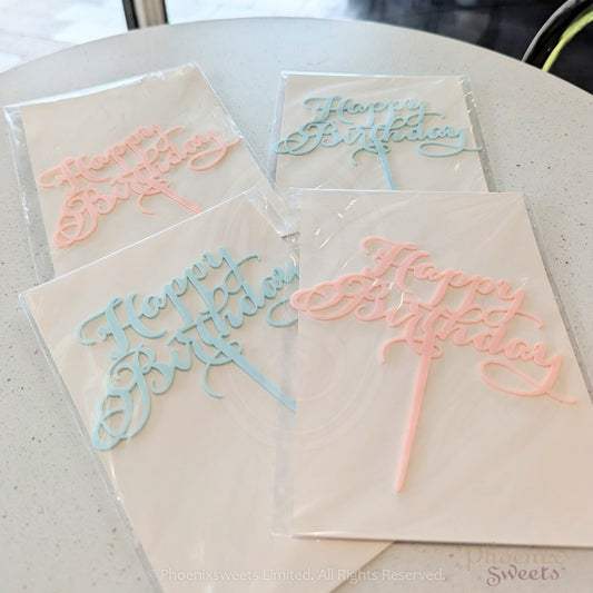 Cake topper - Happy Birthday (Pastel Blue and Pink)